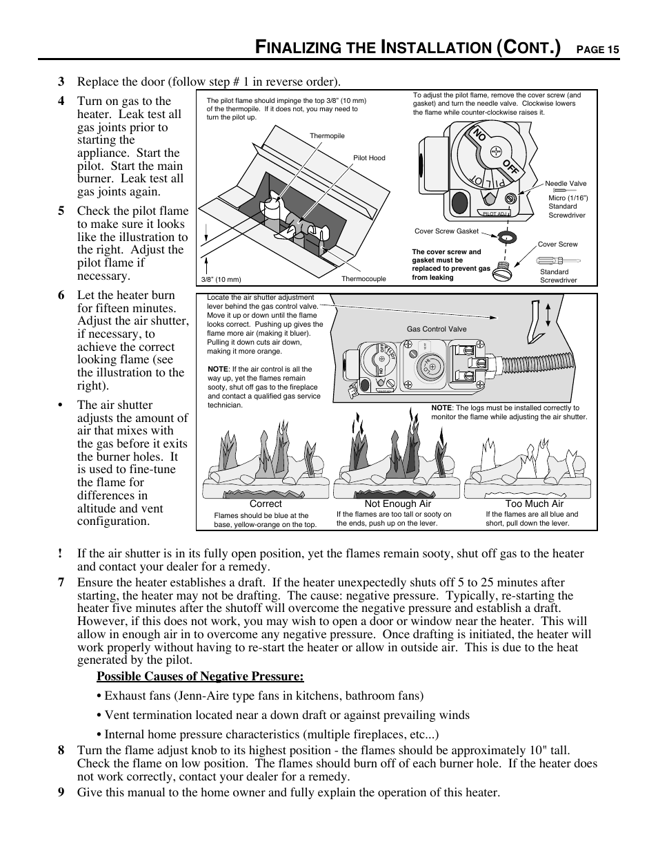 Inalizing the, Nstallation | Avalon Stoves CHELAN B-VENT 700 B-VENT User Manual | Page 15 / 34