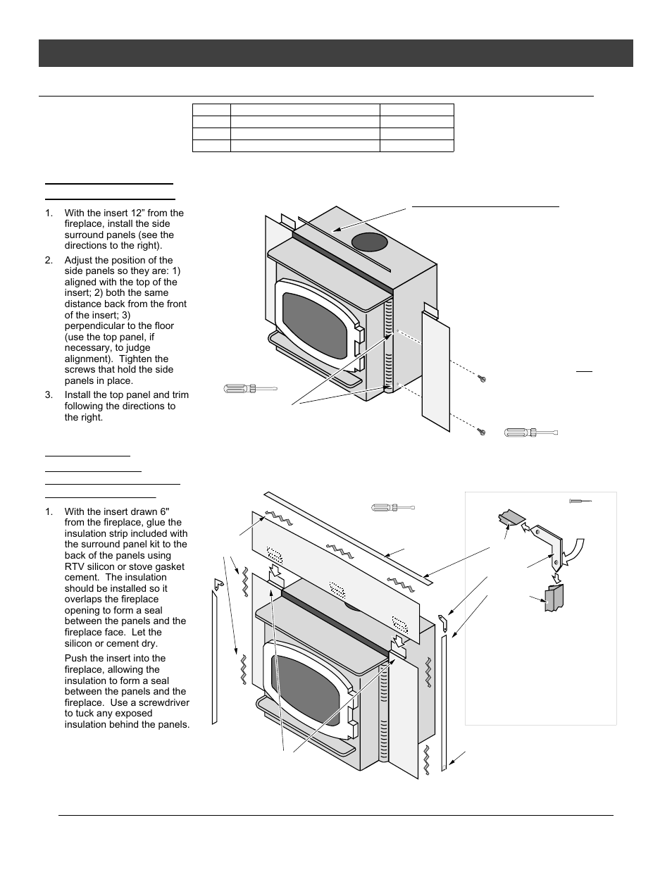 Optional equipment, Surround panels (see part #'s below), Installation instructions | Avalon Stoves 745 User Manual | Page 42 / 44