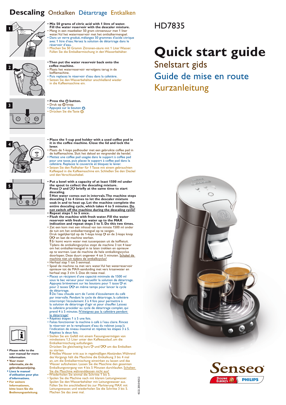 Philips SENSEO® Viva Café Premium Kaffeepadmaschine User Manual | 2 pages