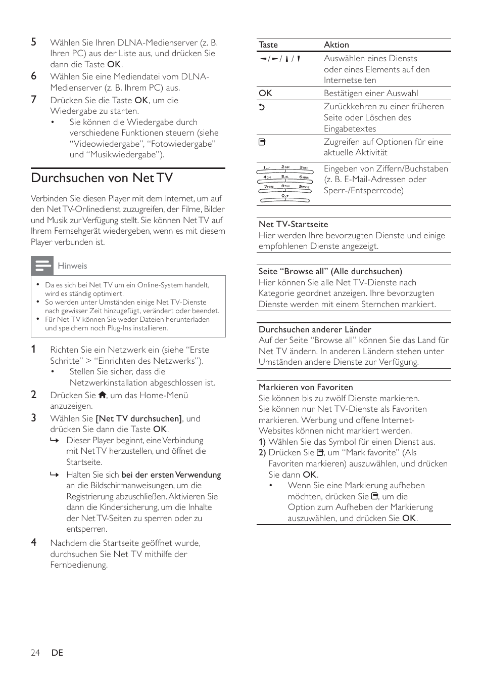 Durchsuchen von net tv | Philips 8000 series Blu-ray Disc-Player User Manual | Page 23 / 59