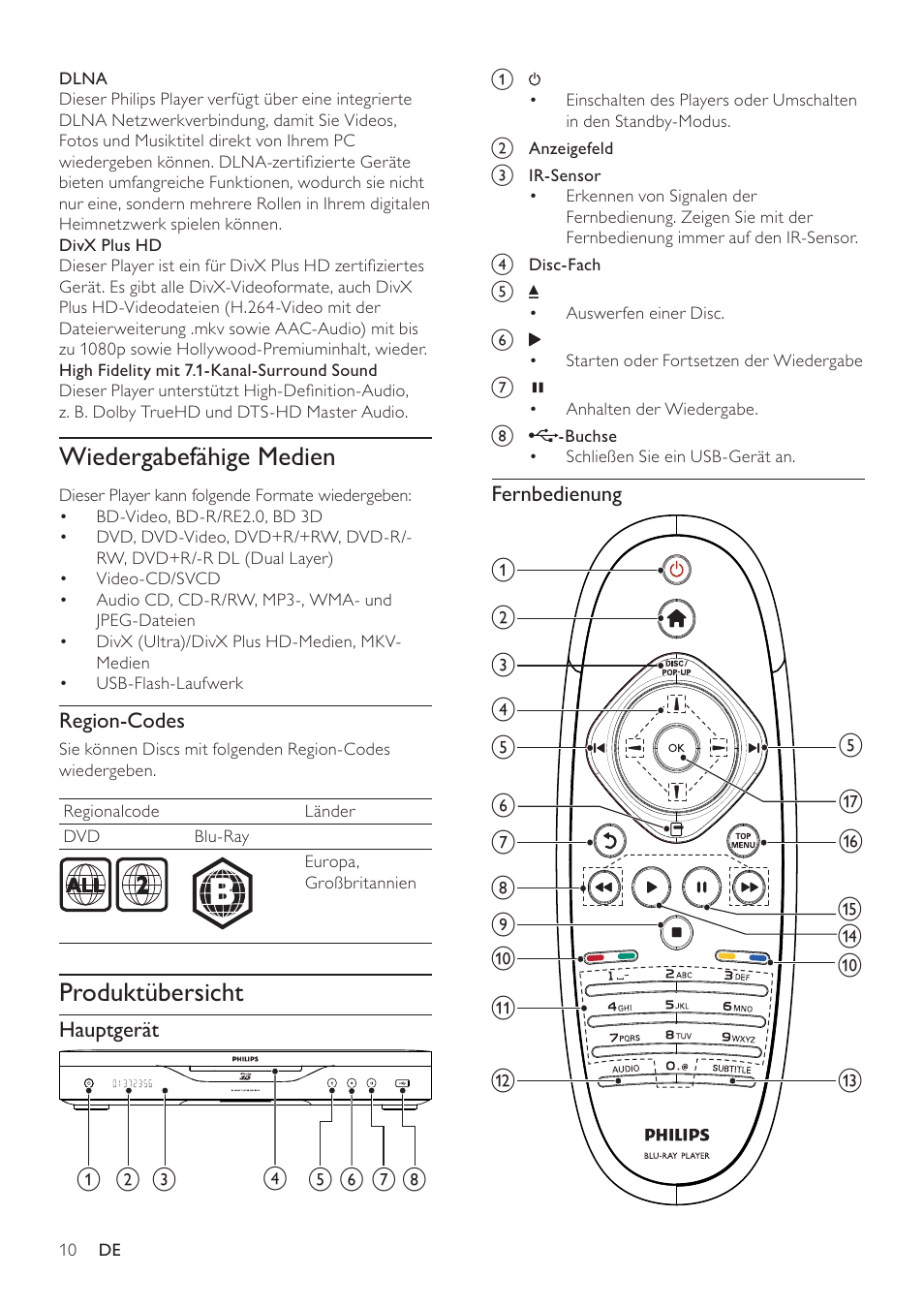 Philips 8000 series Blu-ray Disc-Player User Manual | Page 9 / 59