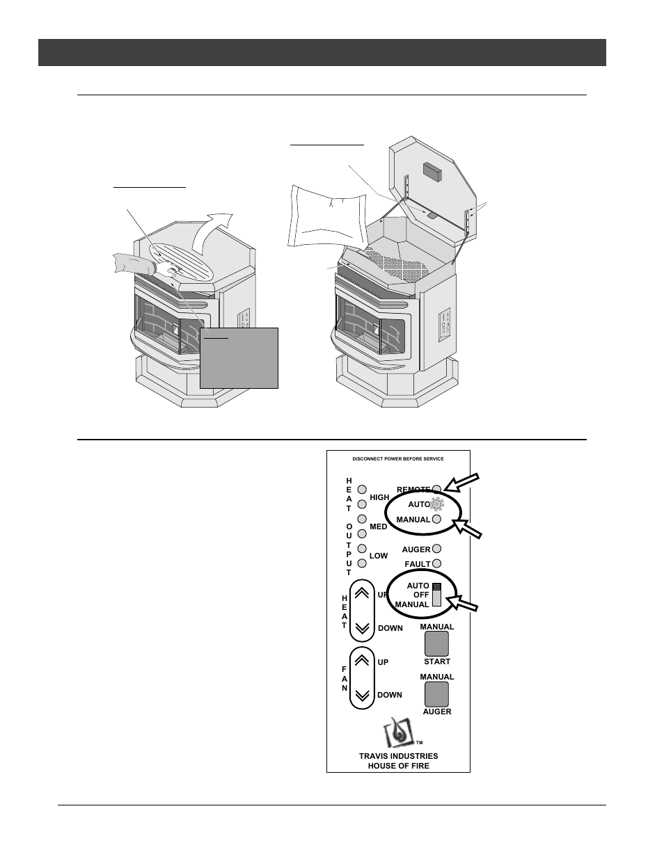 Operation, Loading pellets, The two modes of operation | Travis industries, Auto (requires a thermostat), Switching modes while in operation | Avalon Stoves Avalon Pellet Stove Astoria PS User Manual | Page 20 / 42