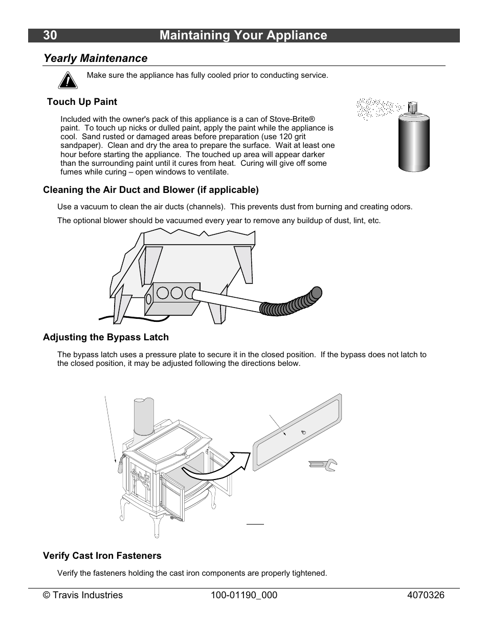 30 maintaining your appliance, Yearly maintenance | Avalon Stoves Arbor User Manual | Page 30 / 38