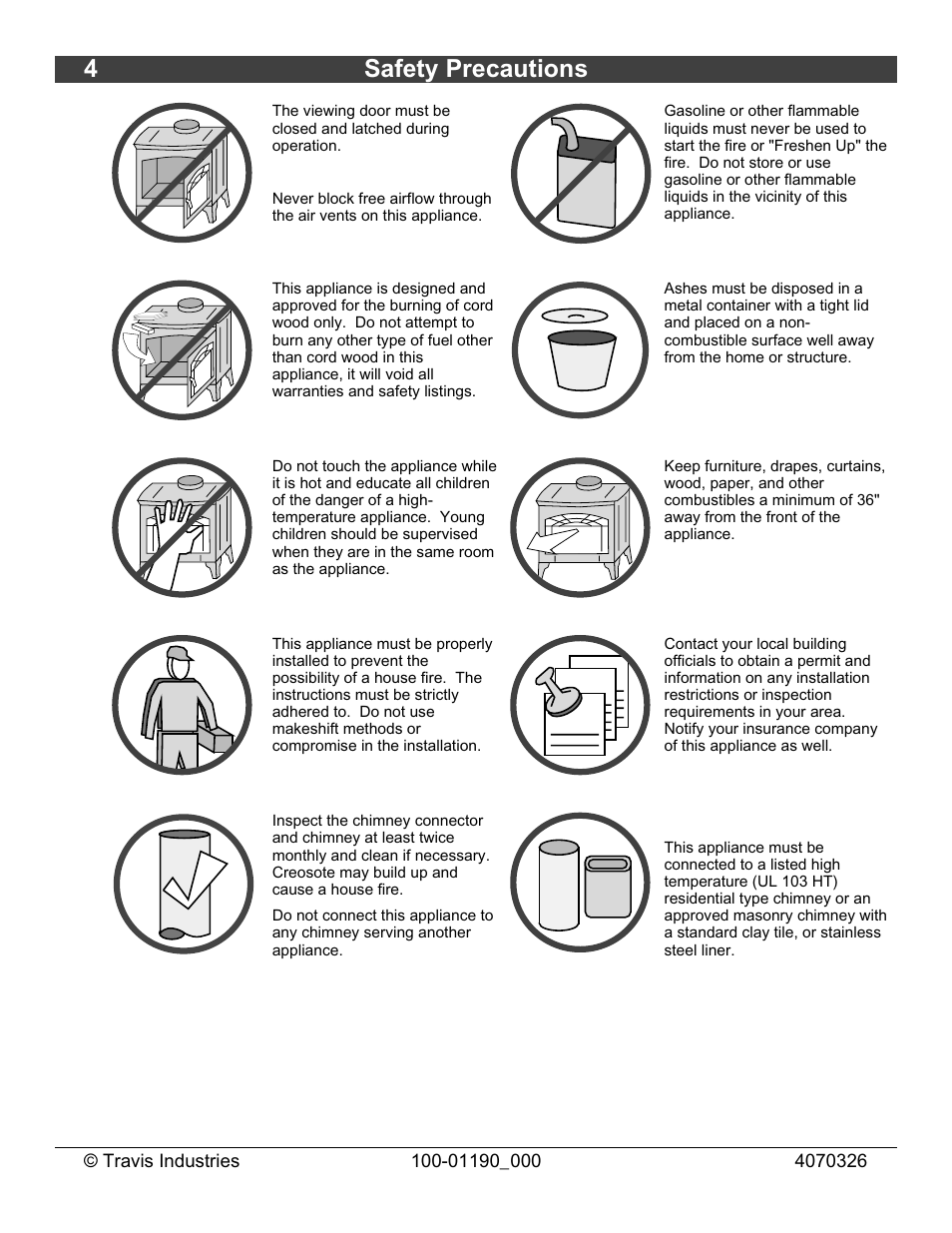 4safety precautions | Avalon Stoves Arbor User Manual | Page 4 / 38
