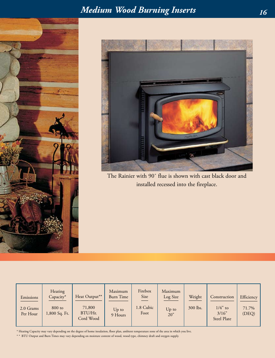 Medium wood burning inserts | Avalon Stoves Wood Burning Stove & Insert User Manual | Page 17 / 24