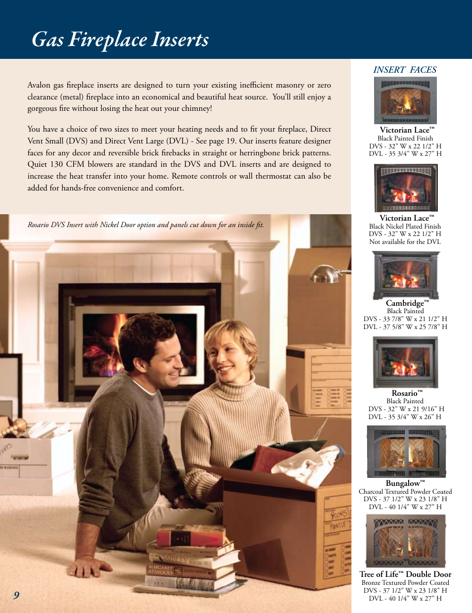 Gas fireplace inserts | Avalon Stoves Gas Stove & Fireplace User Manual | Page 10 / 24