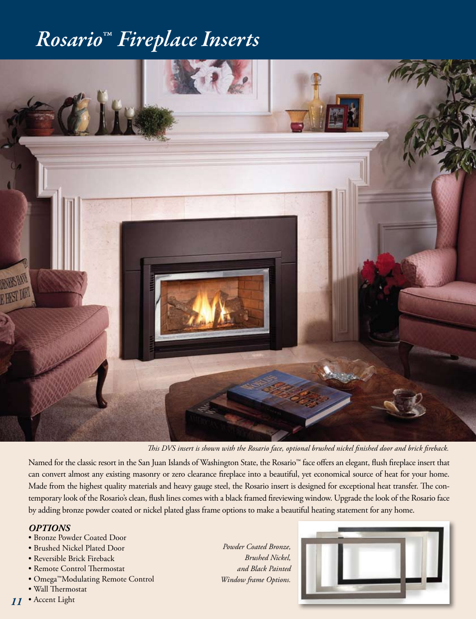 Rosario™ fireplace inserts | Avalon Stoves Gas Stove & Fireplace User Manual | Page 12 / 24