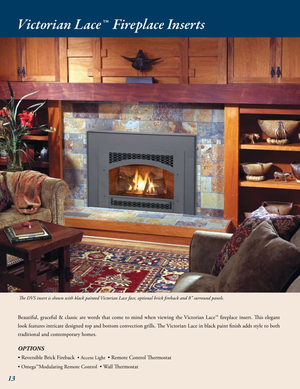 Victorian lace, Fireplace inserts | Avalon Stoves Gas Stove & Fireplace User Manual | Page 14 / 24