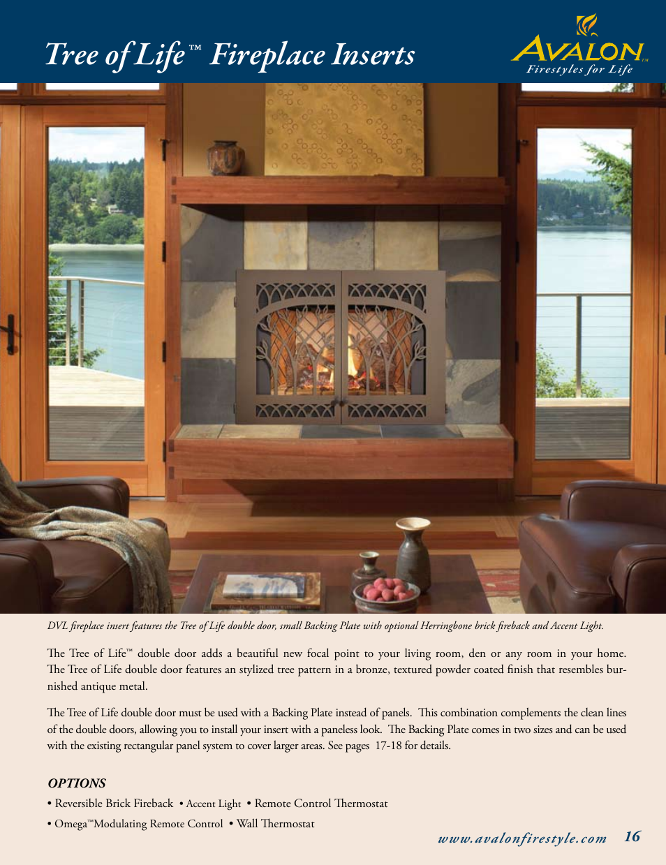 Tree of life, Fireplace inserts | Avalon Stoves Gas Stove & Fireplace User Manual | Page 17 / 24