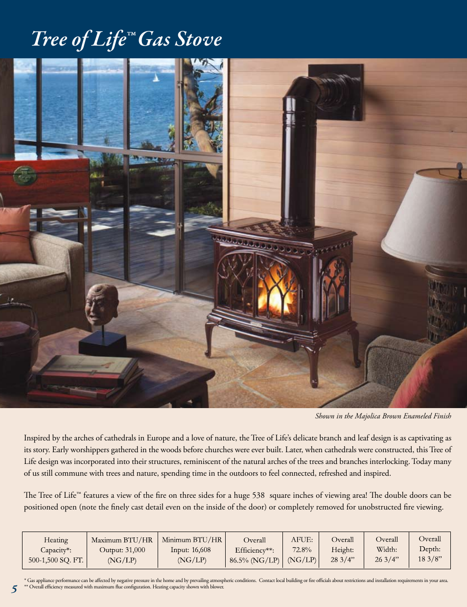 Tree of life™ gas stove | Avalon Stoves Gas Stove & Fireplace User Manual | Page 6 / 24