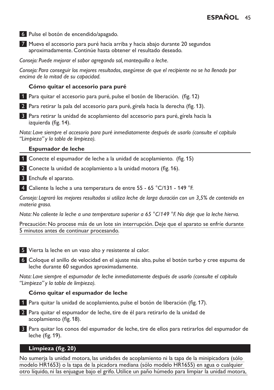 Philips Avance Collection Stabmixer User Manual | Page 45 / 136