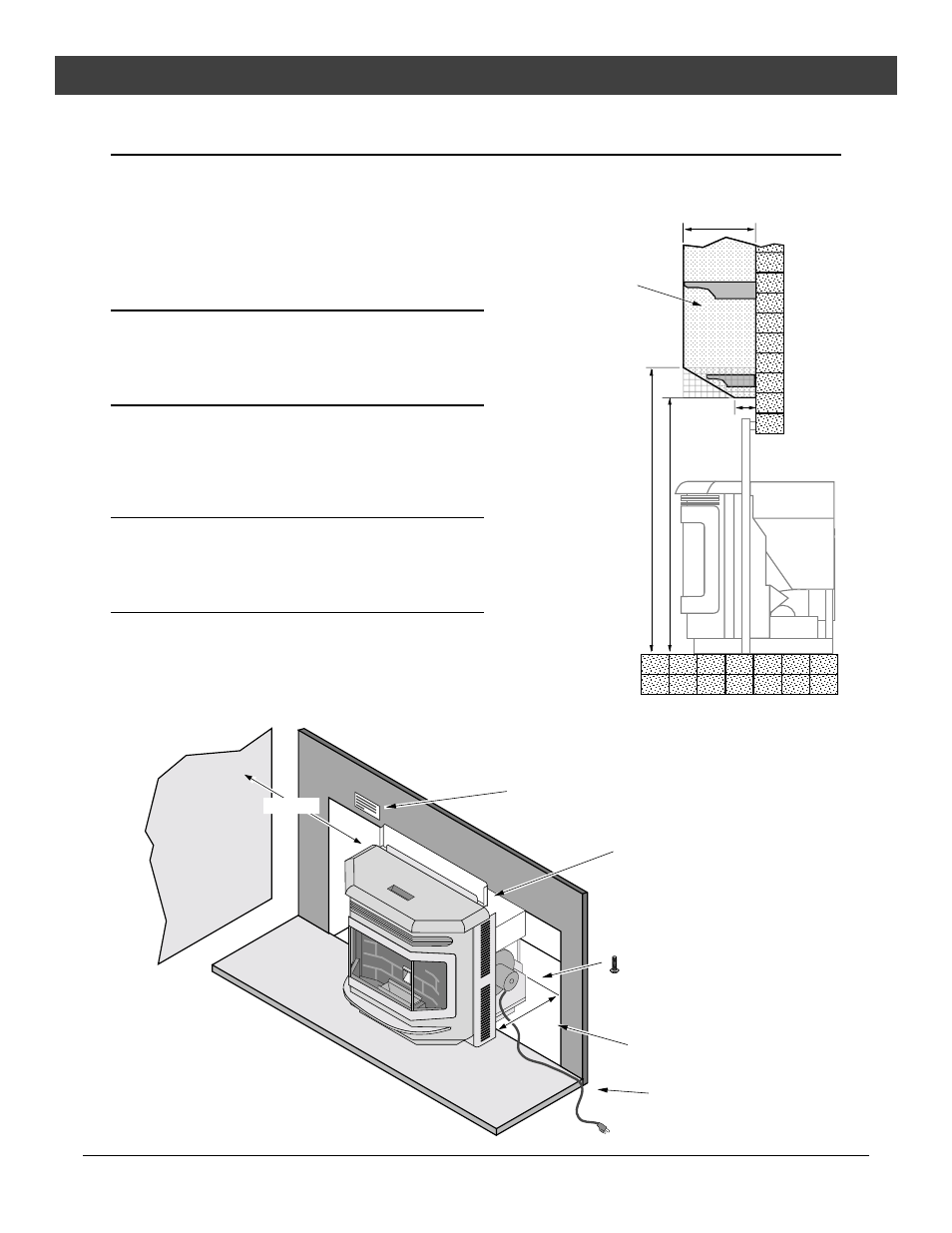 Installation, Clearances, Mantel requirements | Hearth requirements, Facing requirements, Placing the insert | Avalon Stoves Indoor Fireplace User Manual | Page 10 / 40