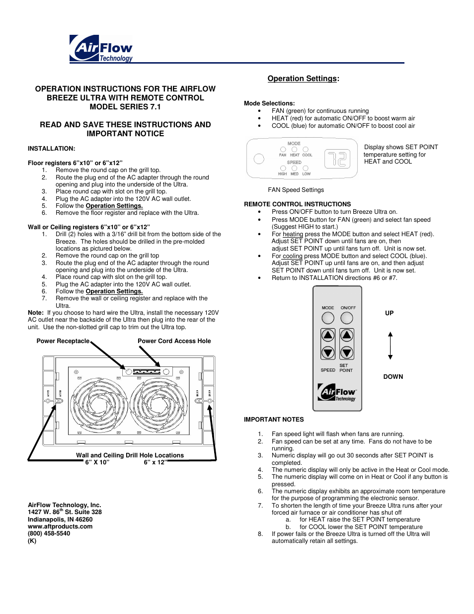 Airflow Technology Breeze Ultra 7.1 User Manual | 1 page