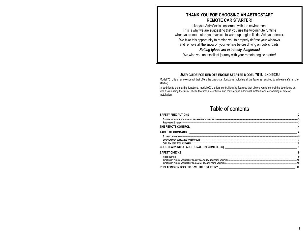 AstroStart 903U User Manual | Page 3 / 12