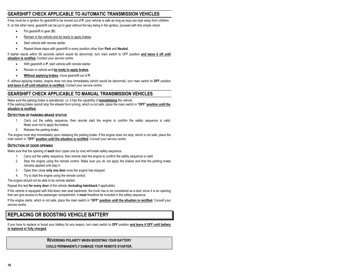 Replacing or boosting vehicle battery | AstroStart RS-611 User Manual | Page 12 / 12