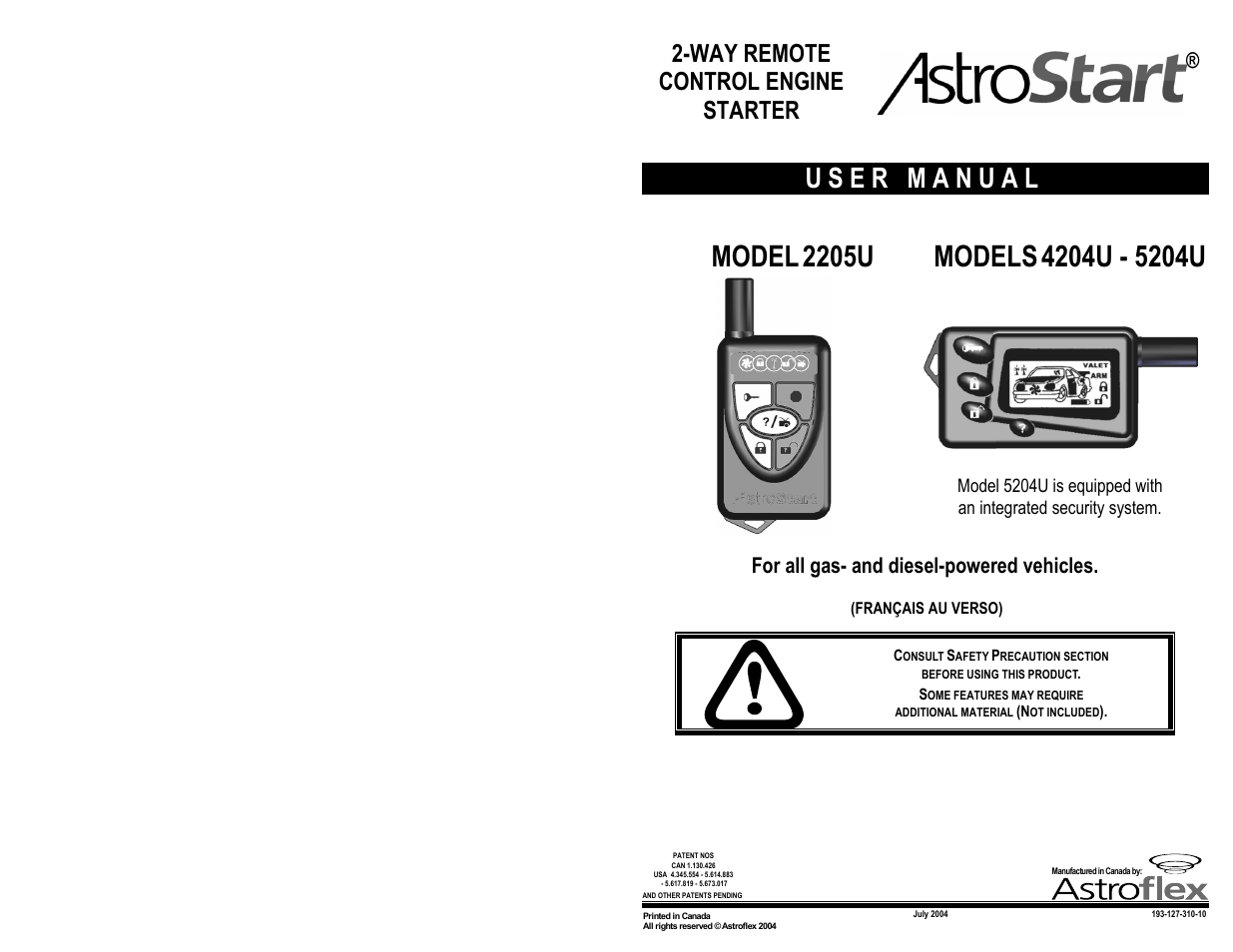 AstroStart 4204U User Manual | 22 pages