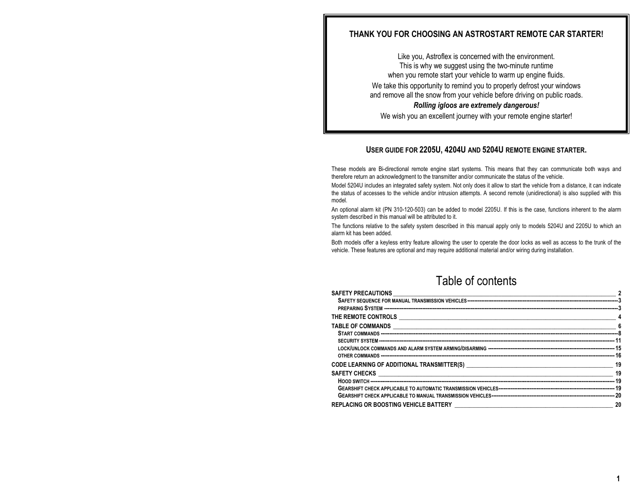 AstroStart 4204U User Manual | Page 3 / 22