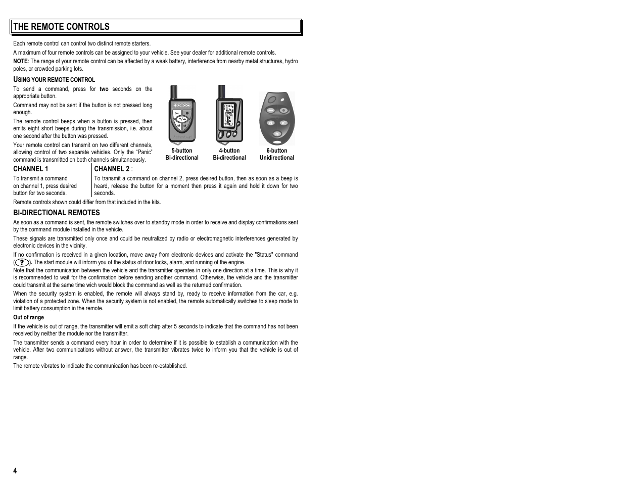 The remote controls | AstroStart 4204U User Manual | Page 6 / 22