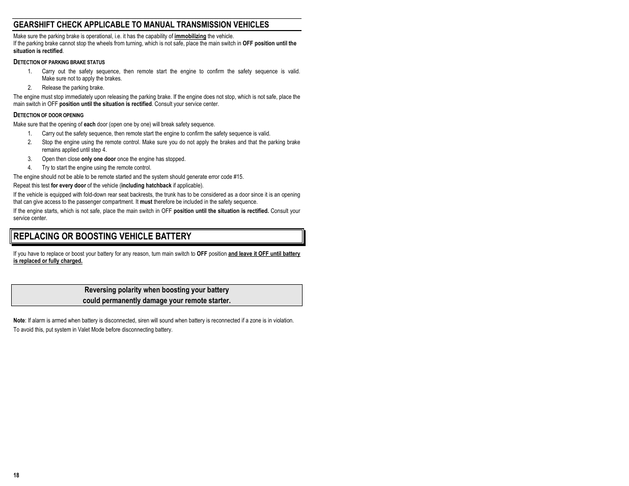 Replacing or boosting vehicle battery | AstroStart 1105U User Manual | Page 20 / 20