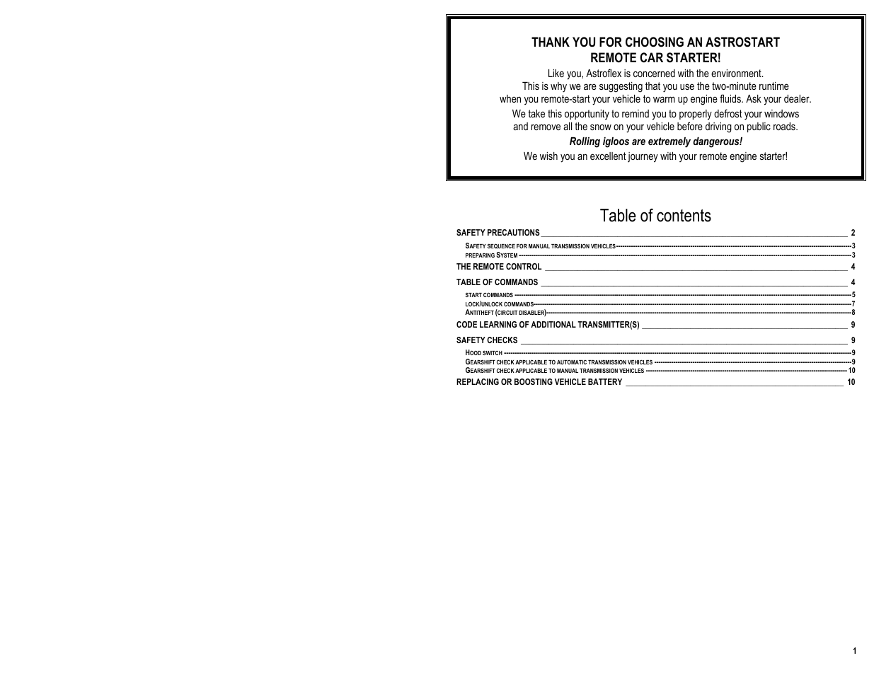 AstroStart 803U User Manual | Page 3 / 12