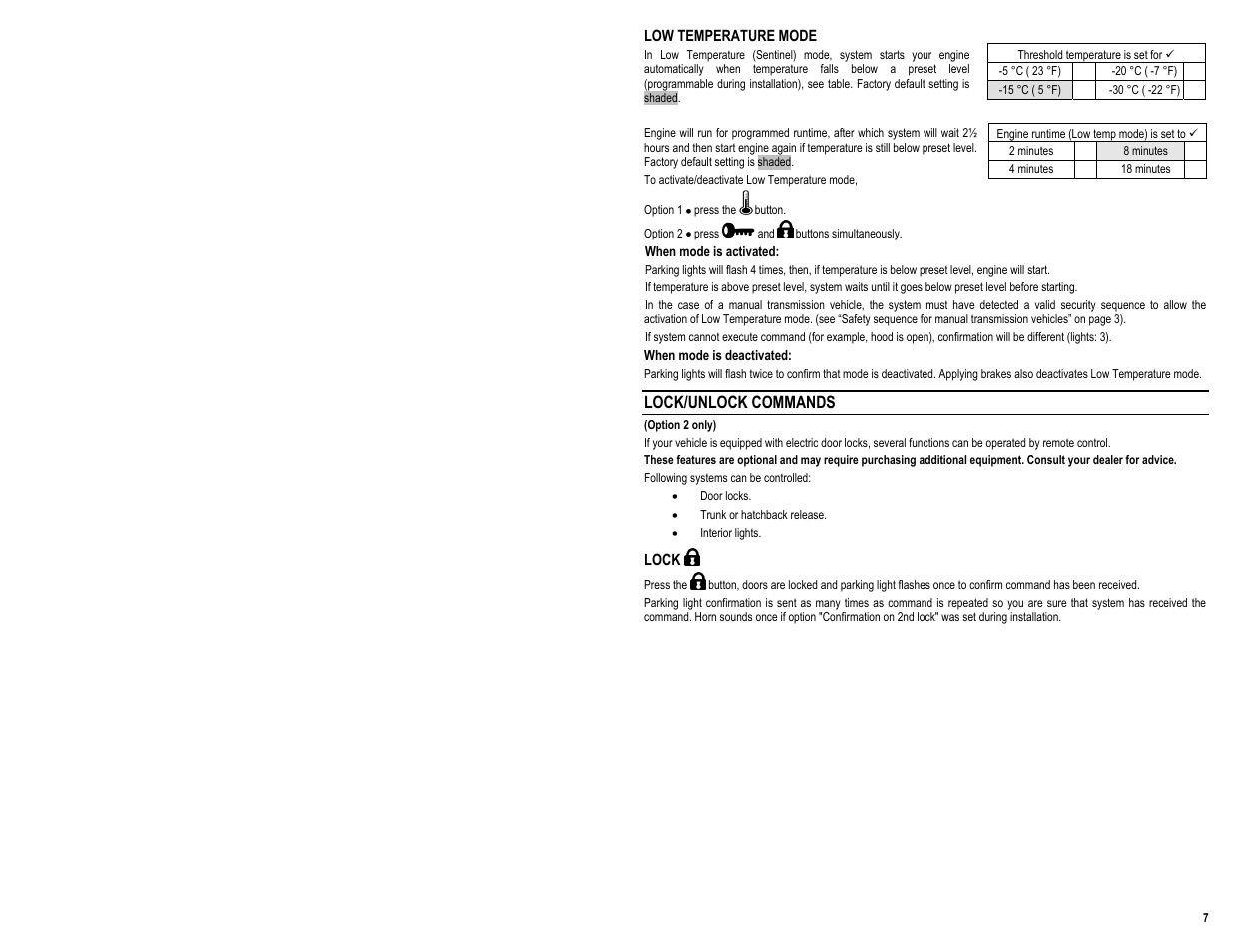 Lock/unlock commands | AstroStart 803U User Manual | Page 9 / 12