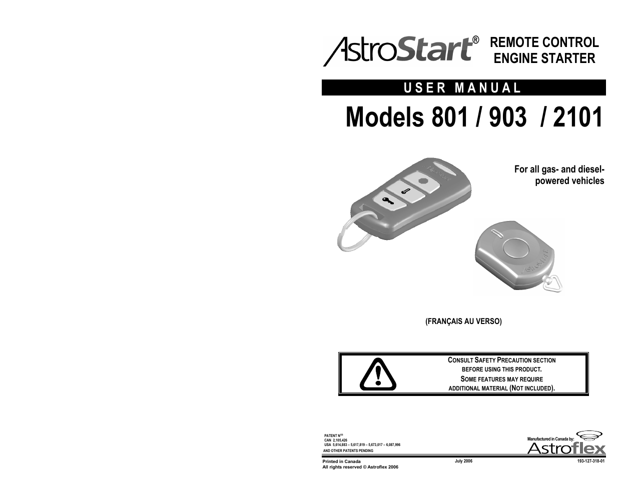 AstroStart 903 User Manual | 12 pages