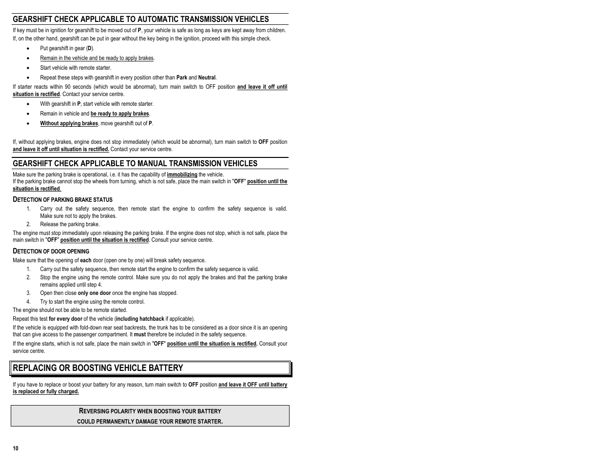 Replacing or boosting vehicle battery | AstroStart 903 User Manual | Page 12 / 12