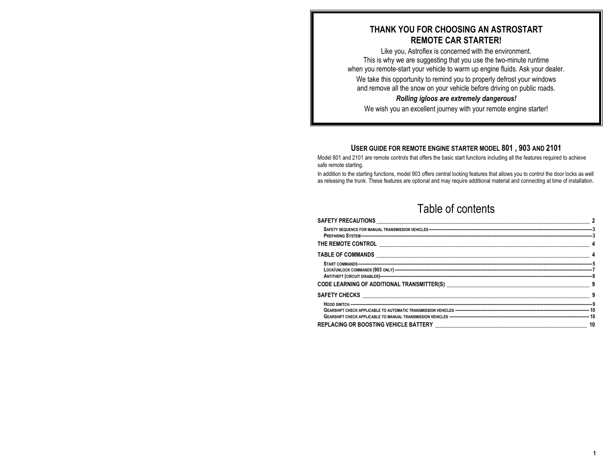 AstroStart 903 User Manual | Page 3 / 12