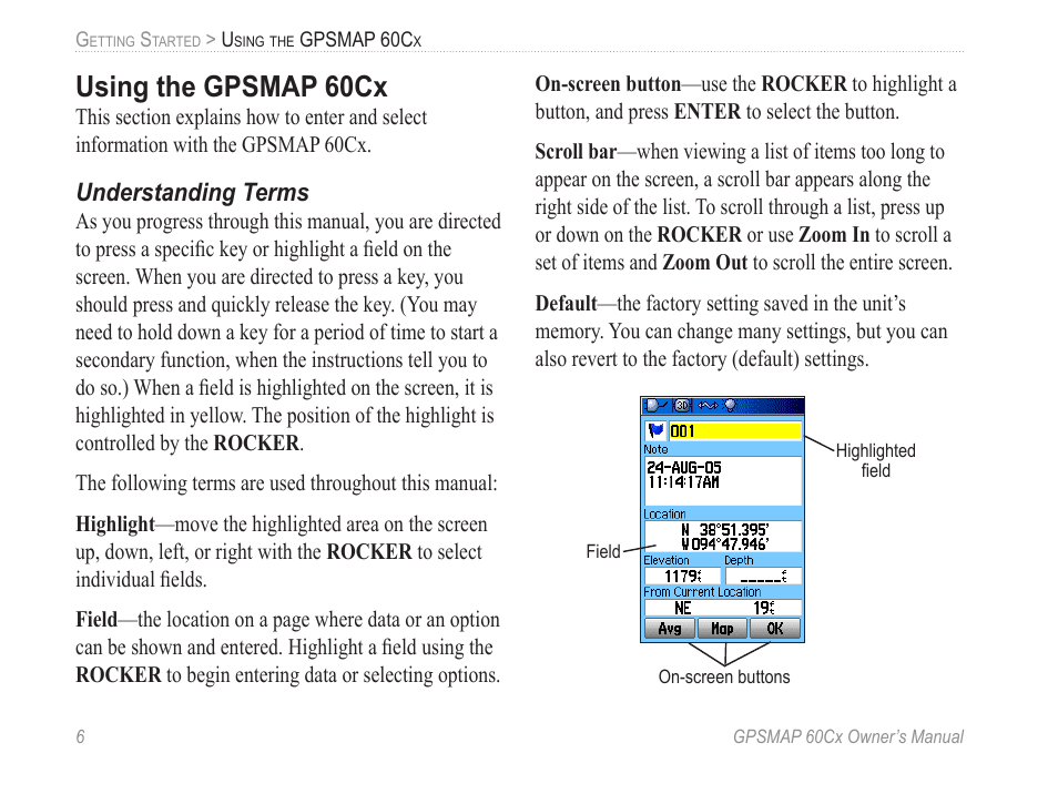 Using the gpsmap 60cx, Understanding terms | Garmin GPSMAP 60Cx User Manual | Page 16 / 100