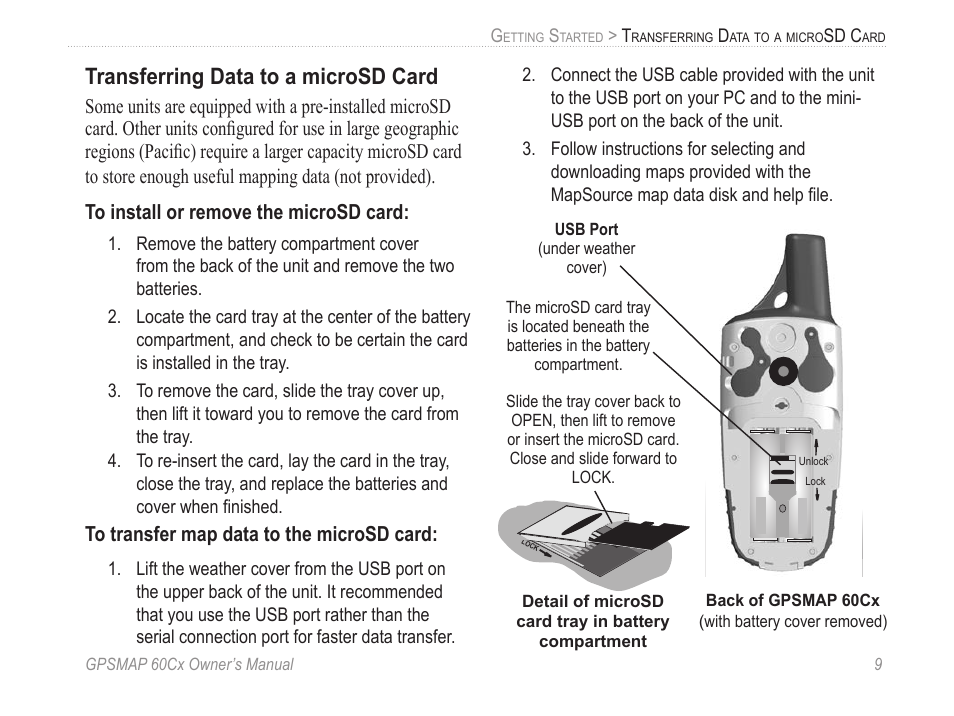 Refer to, Transferring data to a microsd card | Garmin GPSMAP 60Cx User Manual | Page 19 / 100