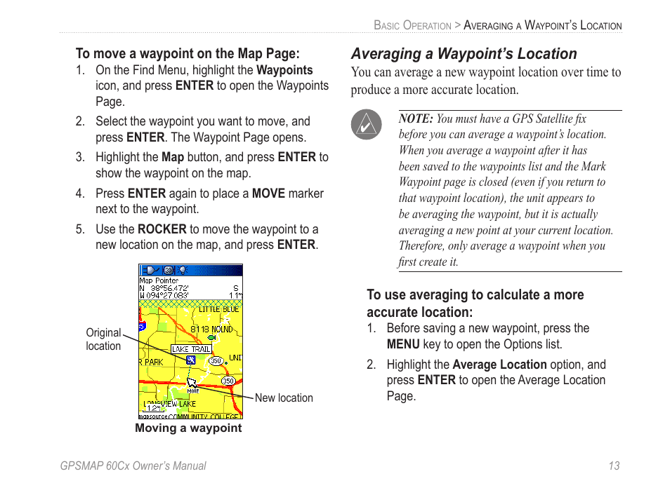 Averaging a waypoint’s location | Garmin GPSMAP 60Cx User Manual | Page 23 / 100