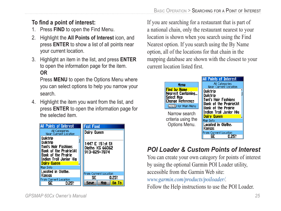 Poi loader & custom points of interest | Garmin GPSMAP 60Cx User Manual | Page 35 / 100