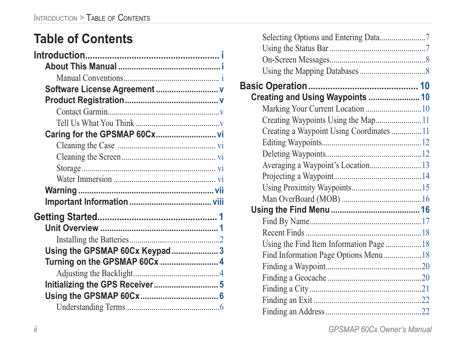 Garmin GPSMAP 60Cx User Manual | Page 4 / 100