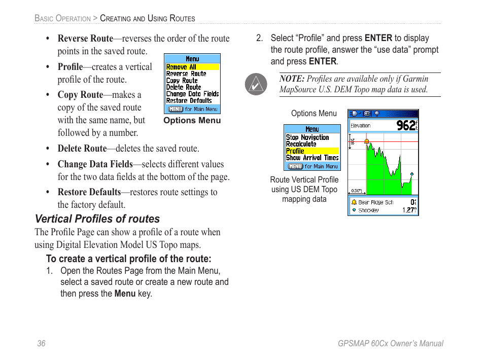 Vertical profiles of routes | Garmin GPSMAP 60Cx User Manual | Page 46 / 100