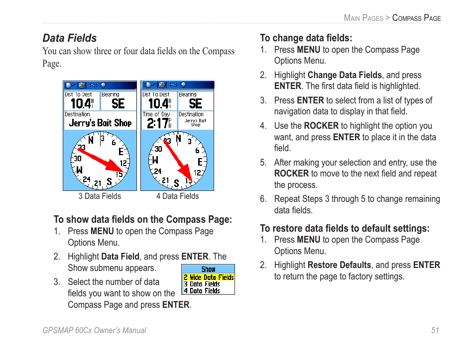 Data fields | Garmin GPSMAP 60Cx User Manual | Page 61 / 100