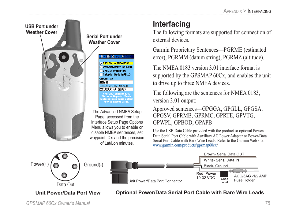 Interfacing | Garmin GPSMAP 60Cx User Manual | Page 85 / 100