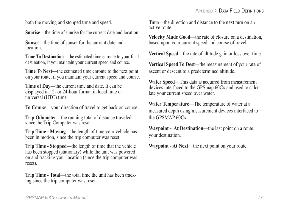 Garmin GPSMAP 60Cx User Manual | Page 87 / 100