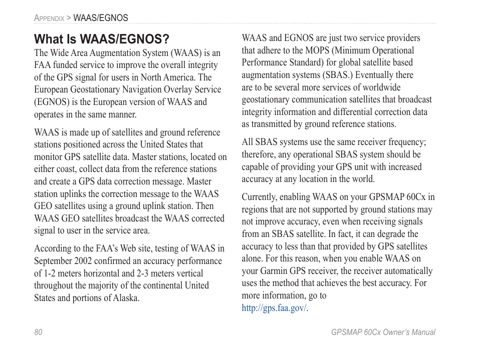 What is waas/egnos | Garmin GPSMAP 60Cx User Manual | Page 90 / 100