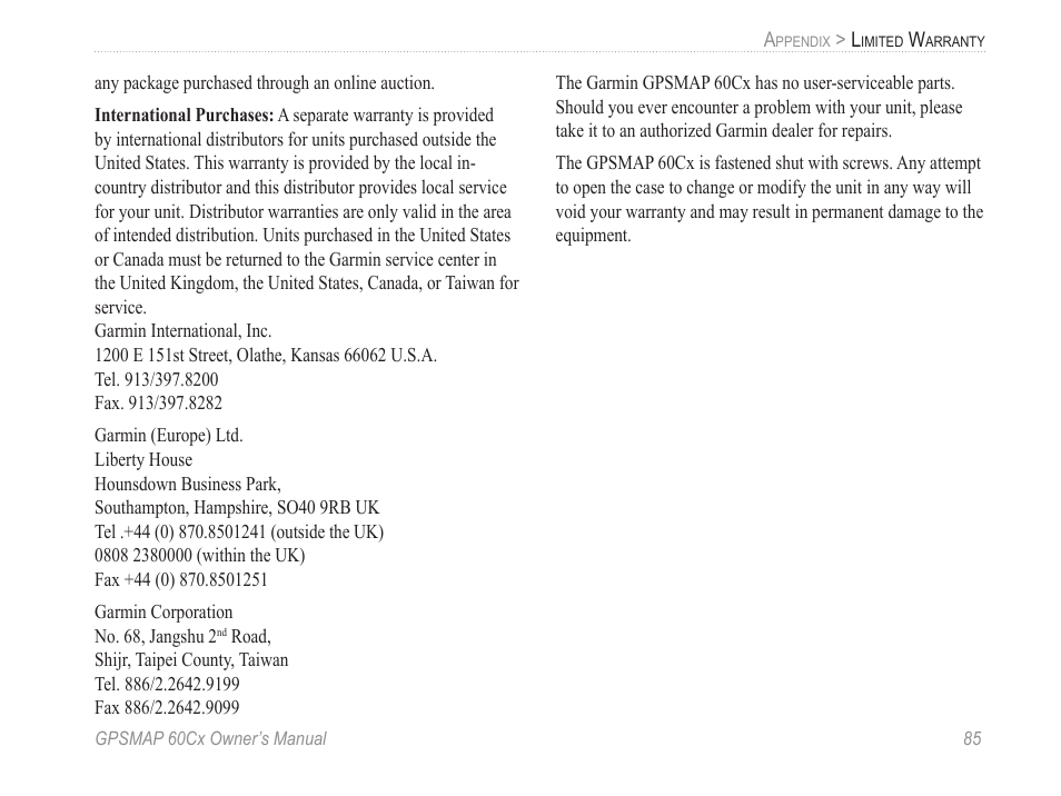 Garmin GPSMAP 60Cx User Manual | Page 95 / 100