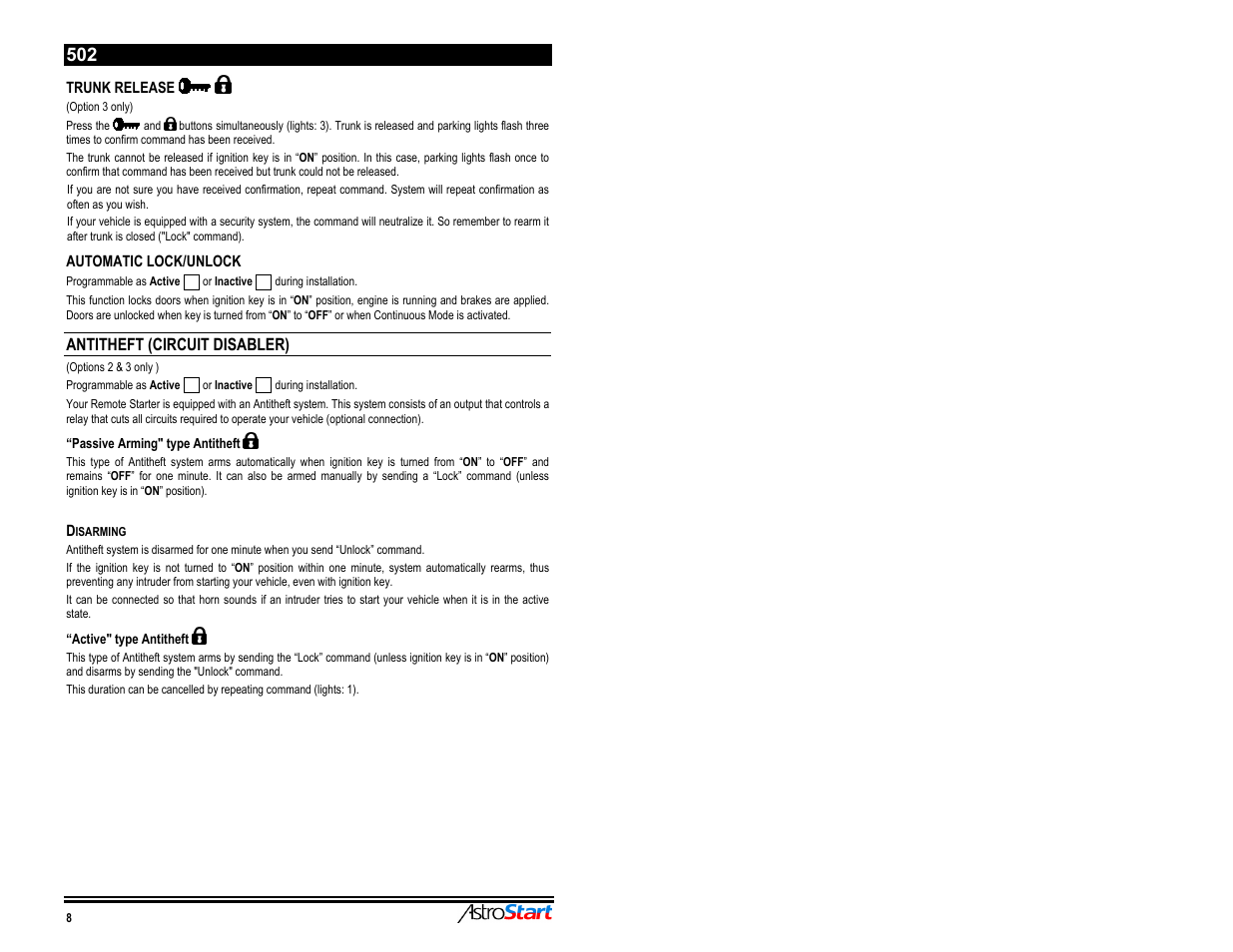 AstroStart 502 User Manual | Page 10 / 12