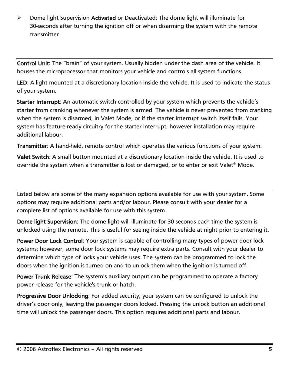 Glossary of terms, Convenience expansions | Astroflex VKE-103 User Manual | Page 7 / 8