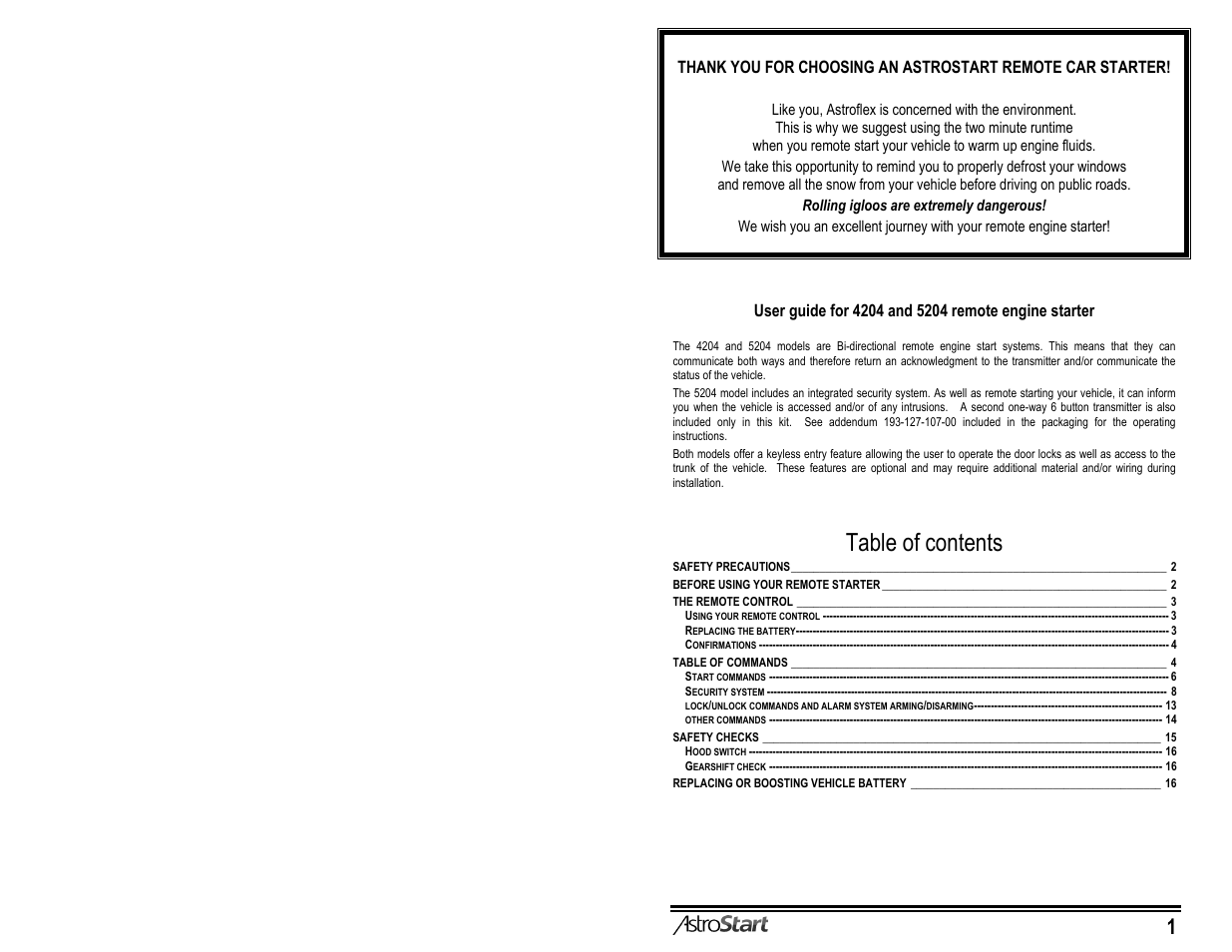 AstroStart 5204 User Manual | Page 3 / 18
