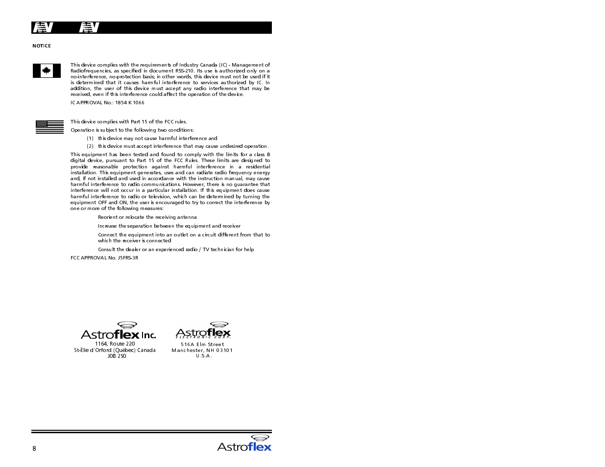 Astroflex | AstroStart MV-801/802 User Manual | Page 10 / 10