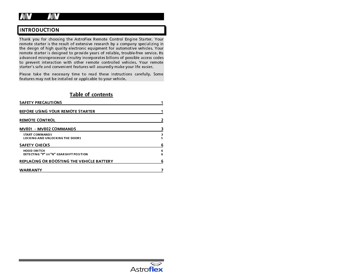AstroStart MV-801/802 User Manual | Page 2 / 10