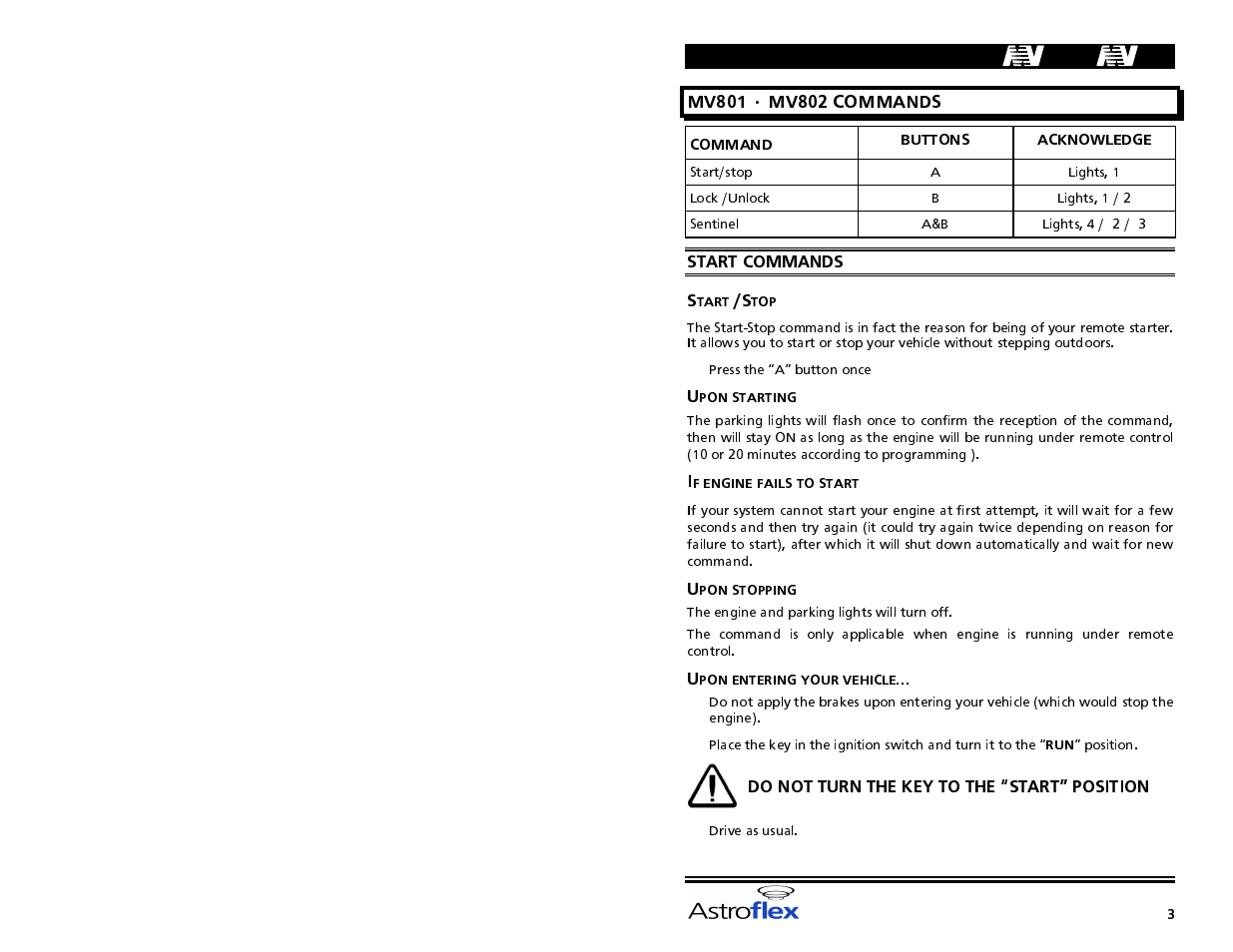 Mv801 • mv802 commands, M^sql ^^802 | AstroStart MV-801/802 User Manual | Page 5 / 10