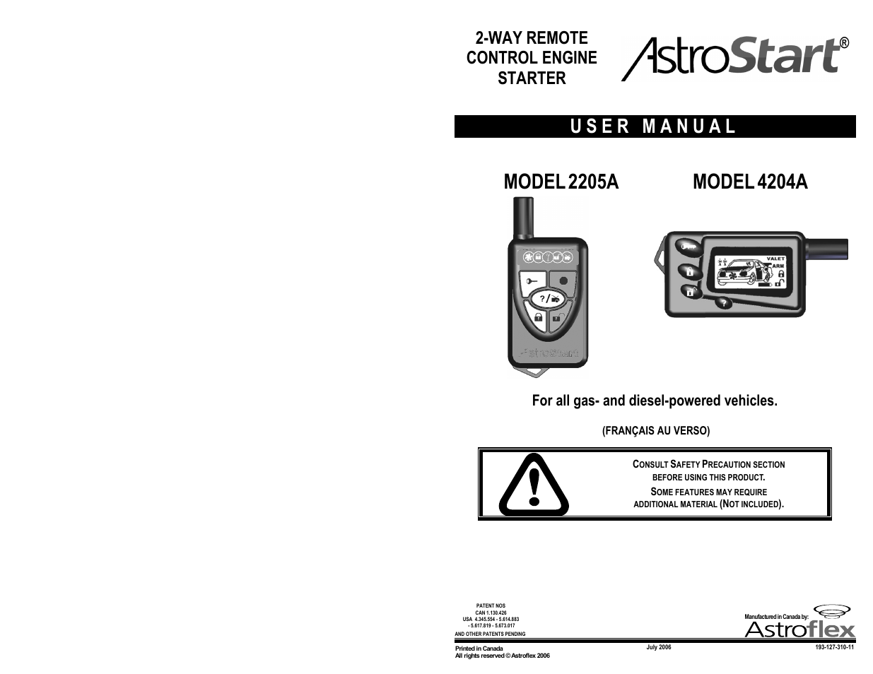 AstroStart 4204-A User Manual | 22 pages