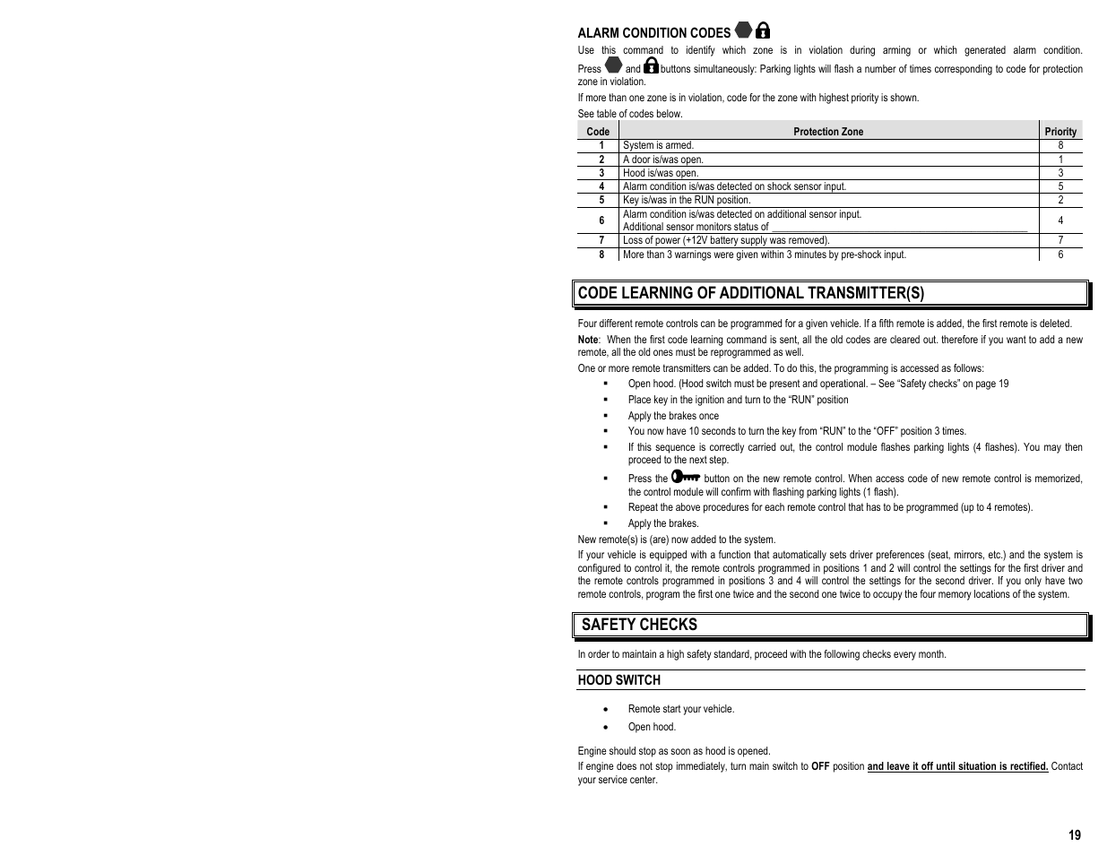 Code learning of additional transmitter(s), Safety checks | AstroStart 4204-A User Manual | Page 21 / 22