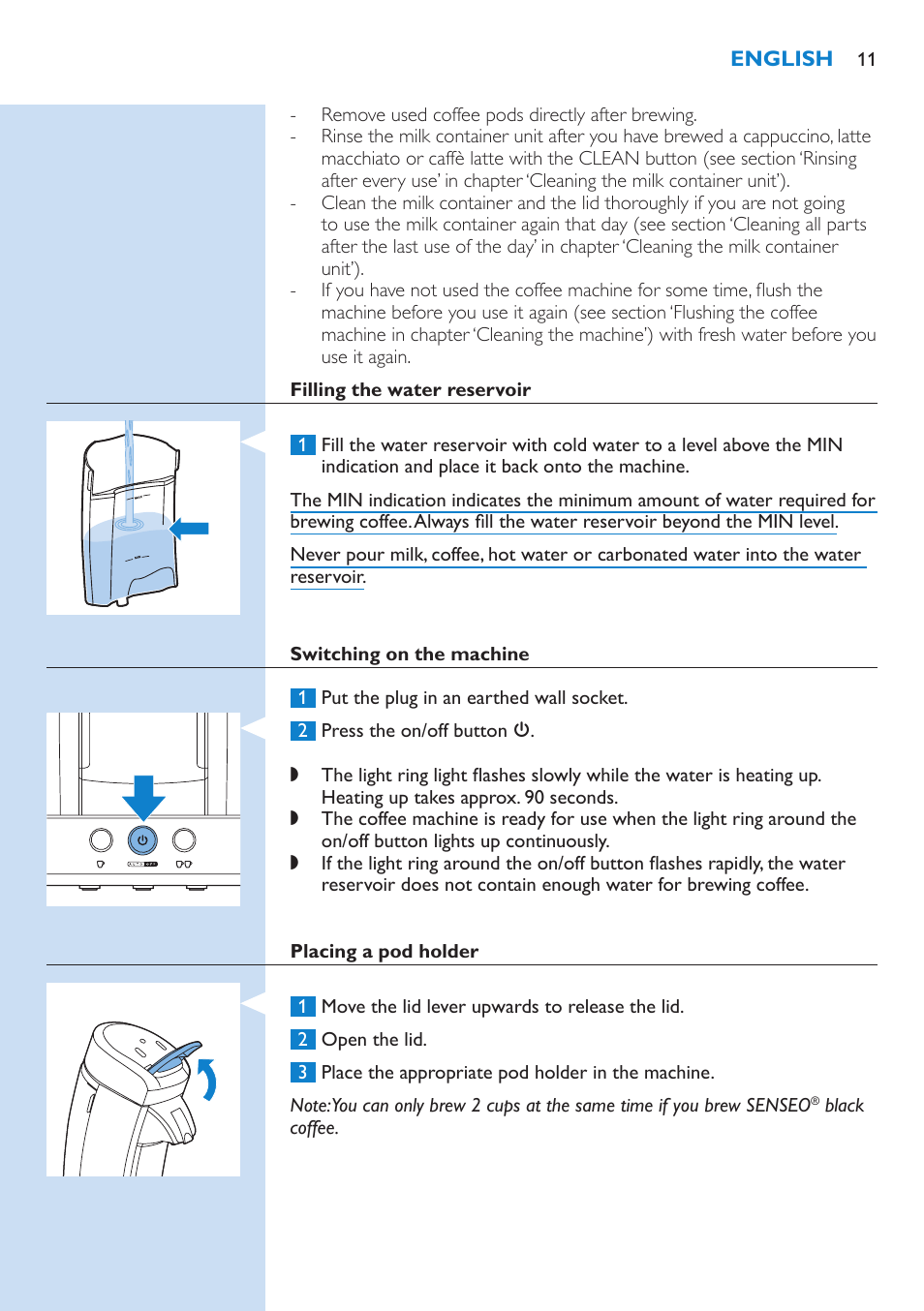 Philips SENSEO® Latte Select Kaffeepadmaschine User Manual | Page 11 / 210