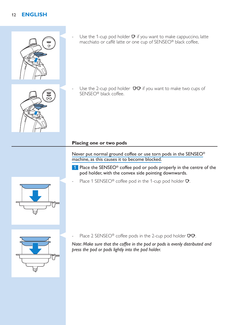 English | Philips SENSEO® Latte Select Kaffeepadmaschine User Manual | Page 12 / 210