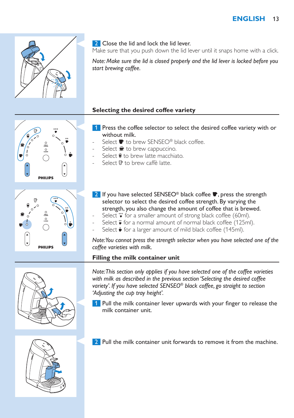 Philips SENSEO® Latte Select Kaffeepadmaschine User Manual | Page 13 / 210